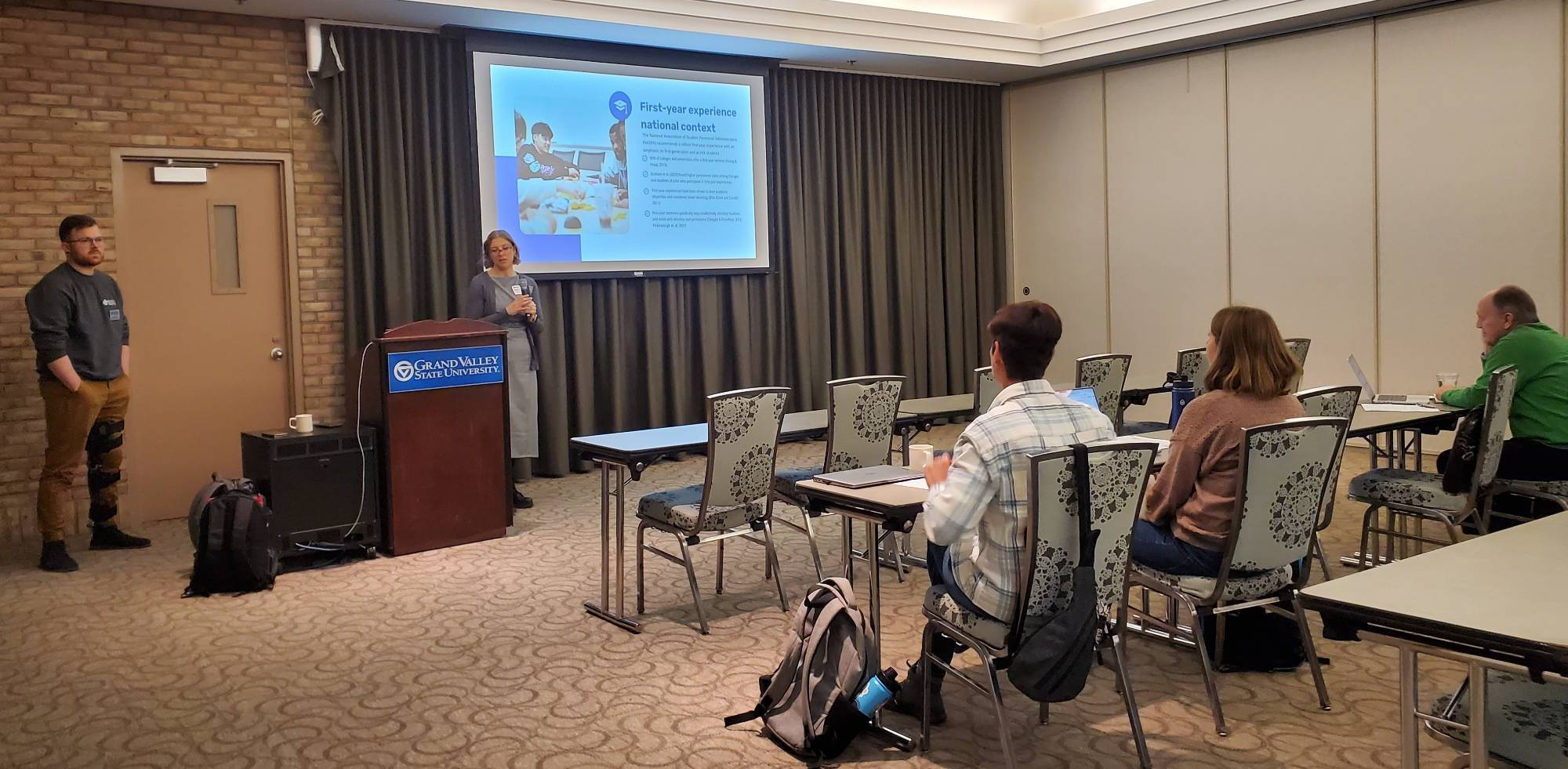 Jessica St. Amour and Bradford Dykes present on assessing the impact of EDH 181